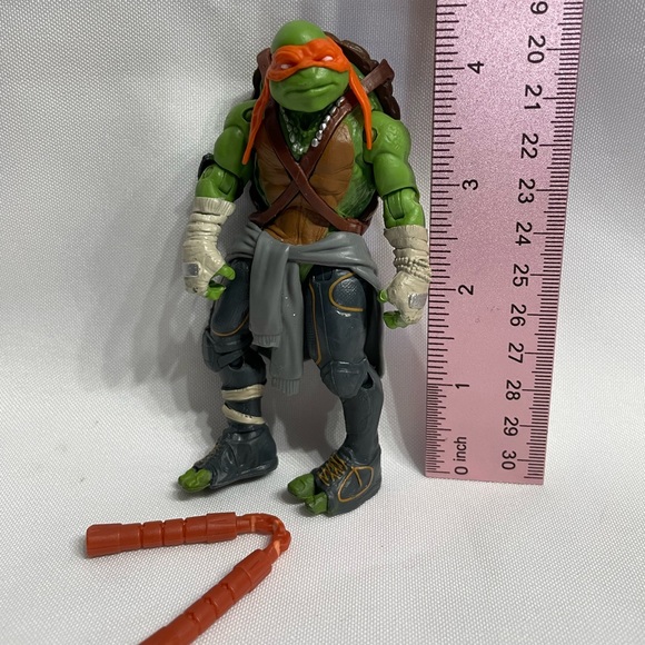 4.5” TMNT Teenage Mutant Ninja Turtles Michelangelo Mikey Mike action figure 201 - Picture 3 of 7
